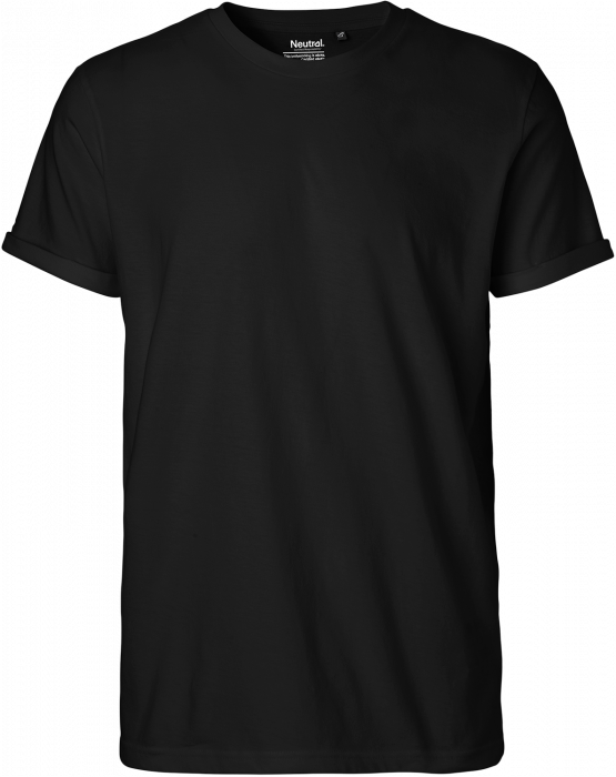Neutral - Organic Mens Roll Up Sleeve Cotton T-Shirt - Black